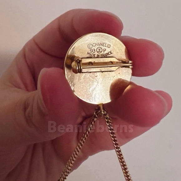 CHANEL CC Vintage Quilted Bag Motif Brooch Pin 24k Gold Plated 93P - Picture 5 of 8